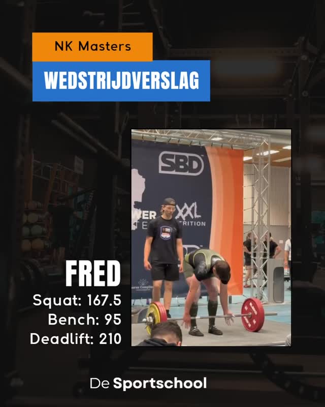 Afgelopen weekend stond Fred op het NK Masters powerliften in Eindhoven, waar hij zijn wedstrijd totaal met maar liefst 17.5kg wist te verbeteren ten opzichte van zijn wedstrijd in december. Een geweldige prestatie!

#desportschool #emmen #powerlifting #altijdbegeleiding #fitness