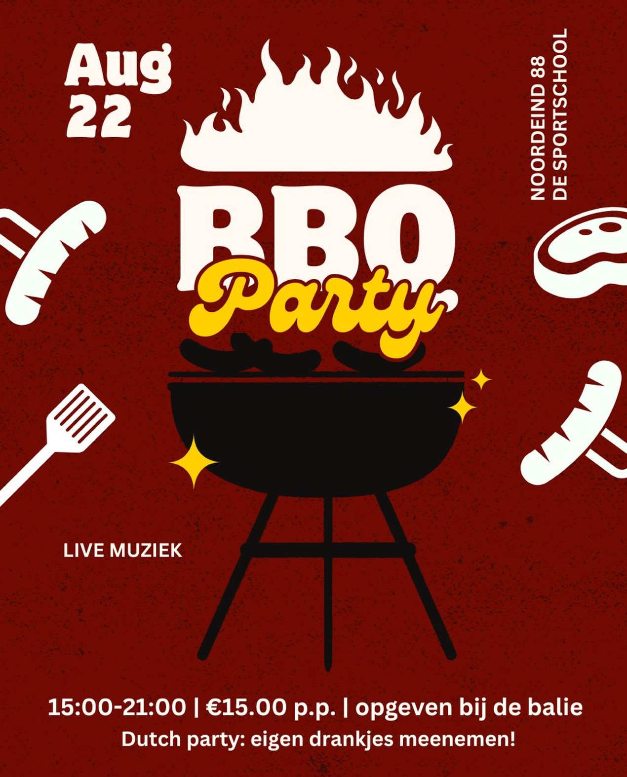 Onze jaarlijkse barbecue! 🍗 
Zaterdag 22 augustus 🕺
Ben jij er (weer) bij? Opgeven kan bij de balie!

#bbq #emmen #desportschool