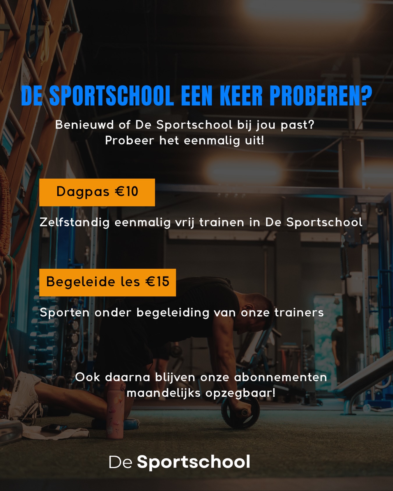 Gewoon een keertje proberen hoe het is om te sporten bij De Sportschool? Dan kan met een dagpas of een begeleide les. Onze abonnementen zijn trouwens altijd per maand opzegbaar!

#desportschool #emmen #altijdbegeleiding #krachttraining