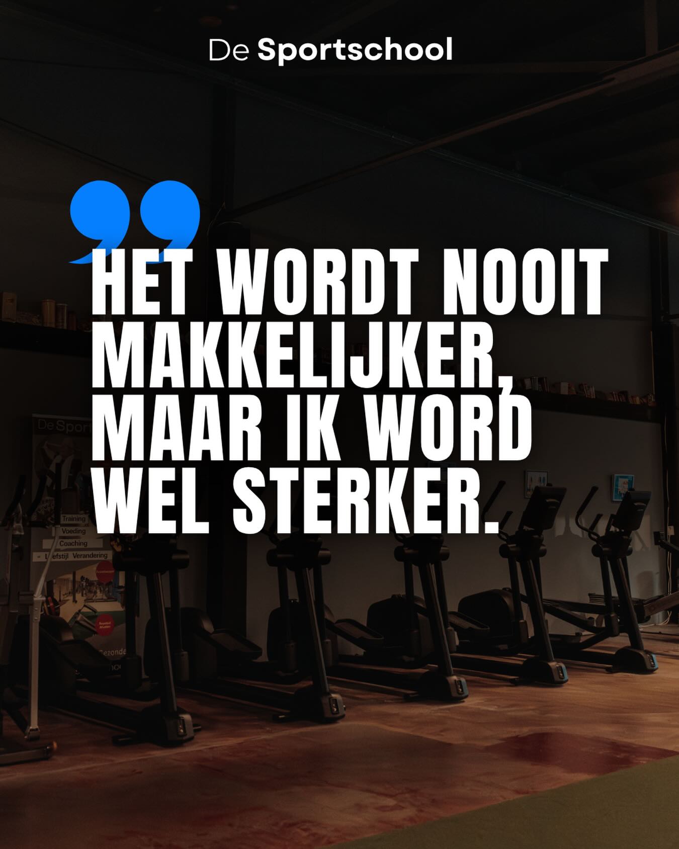 Tijdens het trainen blijven we de lat verleggen. Hierdoor worden de trainingen inhoudelijk
nooit gemakkelijker, maar worden we wel sterker. 
Dit was ook precies wat één van onze
leden zei: “Het wordt nooit makkelijker, maar ik word wel sterker.“

#fitter #sterker #gezonder #Sportschool #Emmen